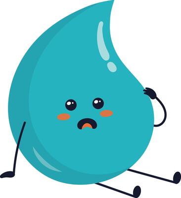 Cute Cartoon Water Drop Character. Illustration on White Background