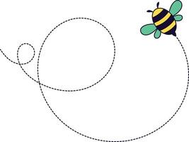 Bee Flying on Dotted Path. Cartoon Design Illustration. vector