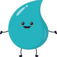 Cute Cartoon Water Drop Character. Illustration on White Background vector