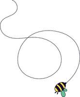 Bee Flying on Dotted Path. Cartoon Design Illustration. vector