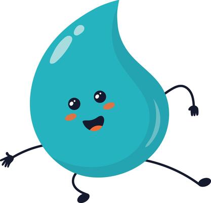 Cute Cartoon Water Drop Character. Illustration on White Background