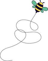 Bee Flying on Dotted Path. Cartoon Design Illustration. vector