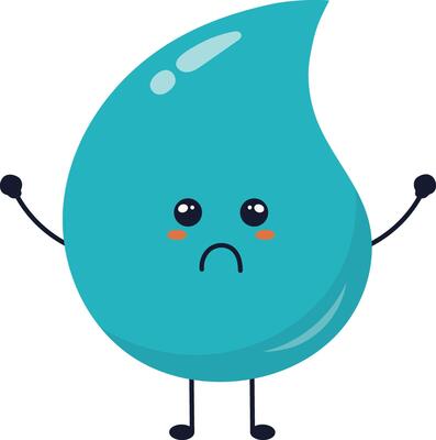 Cute Cartoon Water Drop Character. Illustration on White Background