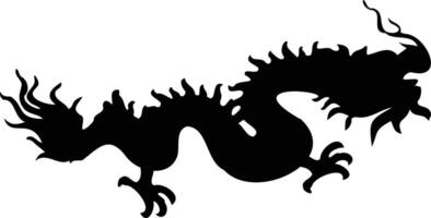 Chinese Dragon Silhouette on White Background. Black Dragon Silhouette vector