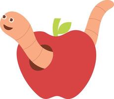 Earthworm Cartoon Character with Flat Design. Isolated Illustration on White Background. vector