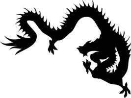Chinese Dragon Silhouette on White Background. Black Dragon Silhouette vector