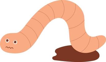 Earthworm Cartoon Character with Flat Design. Isolated Illustration on White Background. vector