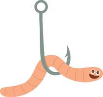 Earthworm Cartoon Character with Flat Design. Isolated Illustration on White Background. vector