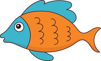 Hand Drawn Ocean Fish Character. with Cartoon Design and Shape. Isolated Illustration vector