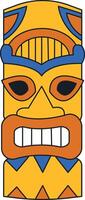 Ethnic Tiki God Mask Cartoon. Illustration Design in Flat Style vector