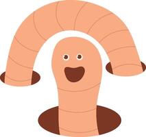 Earthworm Cartoon Character with Flat Design. Isolated Illustration on White Background. vector