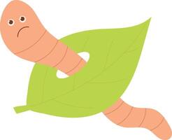 Earthworm Cartoon Character with Flat Design. Isolated Illustration on White Background. vector