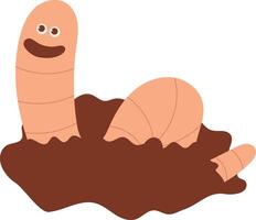 Earthworm Cartoon Character with Flat Design. Isolated Illustration on White Background. vector