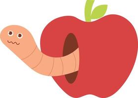 Earthworm Cartoon Character with Flat Design. Isolated Illustration on White Background. vector