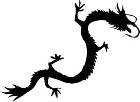 Chinese Dragon Silhouette on White Background. Black Dragon Silhouette vector