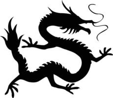 Chinese Dragon Silhouette on White Background. Black Dragon Silhouette vector