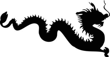 Chinese Dragon Silhouette on White Background. Black Dragon Silhouette vector