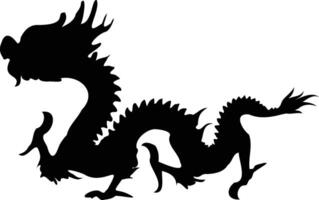 Chinese Dragon Silhouette on White Background. Black Dragon Silhouette vector