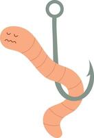 Earthworm Cartoon Character with Flat Design. Isolated Illustration on White Background. vector