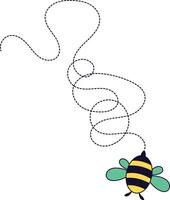 Bee Flying on Dotted Path. Cartoon Design Illustration. vector