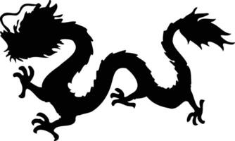 Chinese Dragon Silhouette on White Background. Black Dragon Silhouette vector