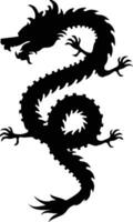 Chinese Dragon Silhouette on White Background. Black Dragon Silhouette vector