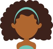 African Woman Avatar with Afro Hairstyle and Flat Face Design. Cartoon Illustration vector