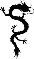 Chinese Dragon Silhouette on White Background. Black Dragon Silhouette vector