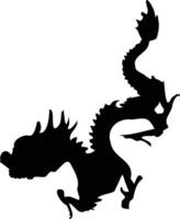 Chinese Dragon Silhouette on White Background. Black Dragon Silhouette vector