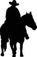 Cowboy and Horse Silhouette. Illustration with Flat Design vector