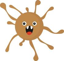 Cute Cartoon Bacteria and Virus Character. Isolated Illustration on White Background vector