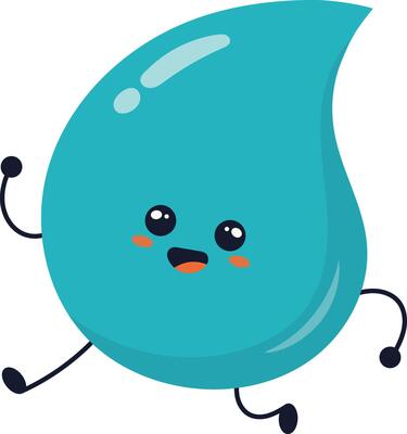 Cute Cartoon Water Drop Character. Illustration on White Background