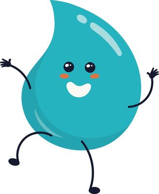 Cute Cartoon Water Drop Character. Illustration on White Background