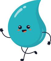 Cute Cartoon Water Drop Character. Illustration on White Background vector