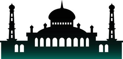 Islamic Mosque Silhouette. Ramadhan Kareem Mosque. Isolated Black Mosque Silhouette. Isolated Illustration vector