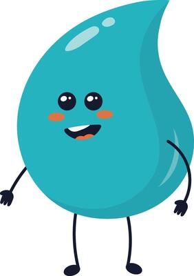 Cute Cartoon Water Drop Character. Illustration on White Background