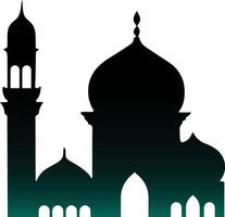 Islamic Mosque Silhouette. Ramadhan Kareem Mosque. Isolated Black Mosque Silhouette. Isolated Illustration vector