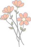 Floral Botanical Branch in Flat Cartoon Design. Vintage Flower. Isolatd Illustration. vector