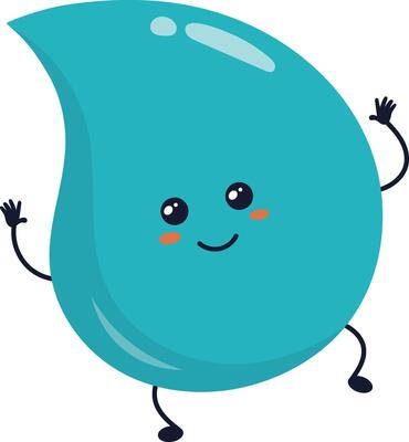 Cute Cartoon Water Drop Character. Illustration on White Background
