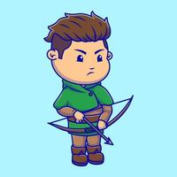 Cute Archer Boy Holding Arrow Cartoon Icons Illustration. Flat Cartoon Concept. Suitable for any creative project. vector
