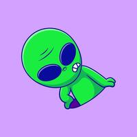 Cute Alien Coming Out From Black Hole Cartoon Icons Illustration. Flat Cartoon Concept. Suitable for any creative project. vector