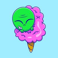 Cute Alien Pink Cotton Candy Cartoon Icons Illustration. Flat Cartoon Concept. Suitable for any creative project. vector