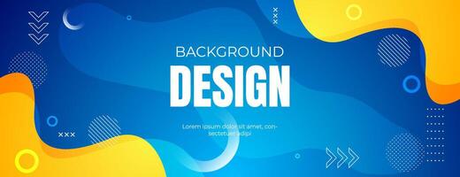 blue yellow geometric background with fluid shapes. great for banner, poster, web, presentation, etc. vector