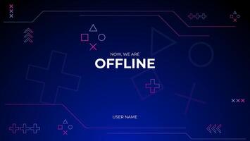 gaming offline streaming banner design with blue and pink gradient geometric composition vector