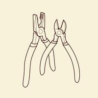 Basic pliers illustration line art vector