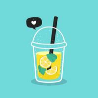 a drink with lemon slices vector