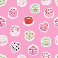 cakes with 12 zodiac names seamless pattern vector