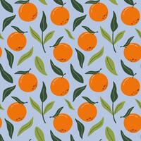 Tropical seamless pattern with oranges. fruit summer background. Bright modern abstract print for paper, fabric. vector