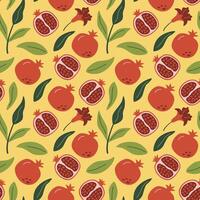 Pomegranate seamless pattern. Fruit abstract background. Modern trendy summer print. Design for paper. vector