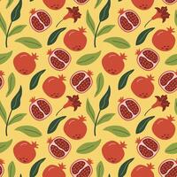 Pomegranate seamless pattern. Fruit abstract background. Modern trendy summer print. Design for paper. vector